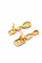 Vintage Oscar de la Renta Colorblock Gem Drop Earrings back clips open @recess la