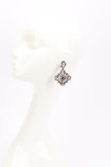 Vintage Oscar de la Renta Crystal Cross Drop Earrings on mannequin @recess la