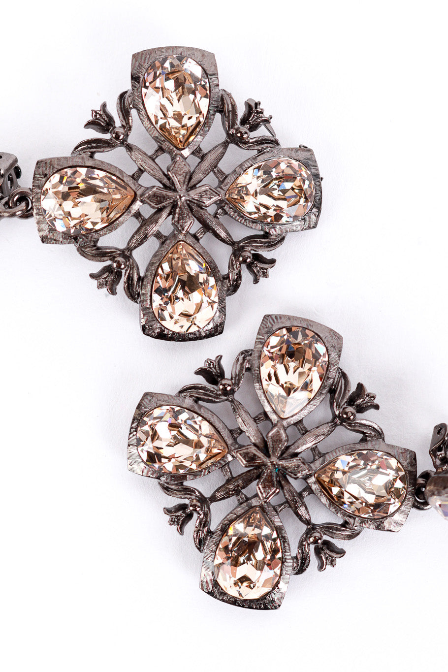 Vintage Oscar de la Renta Crystal Cross Drop Earrings detail @recess la