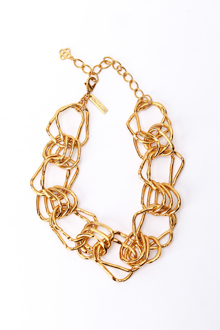 Vintage Oscar de la Renta Organic Geo Chain Link Collar Necklace front @recess la