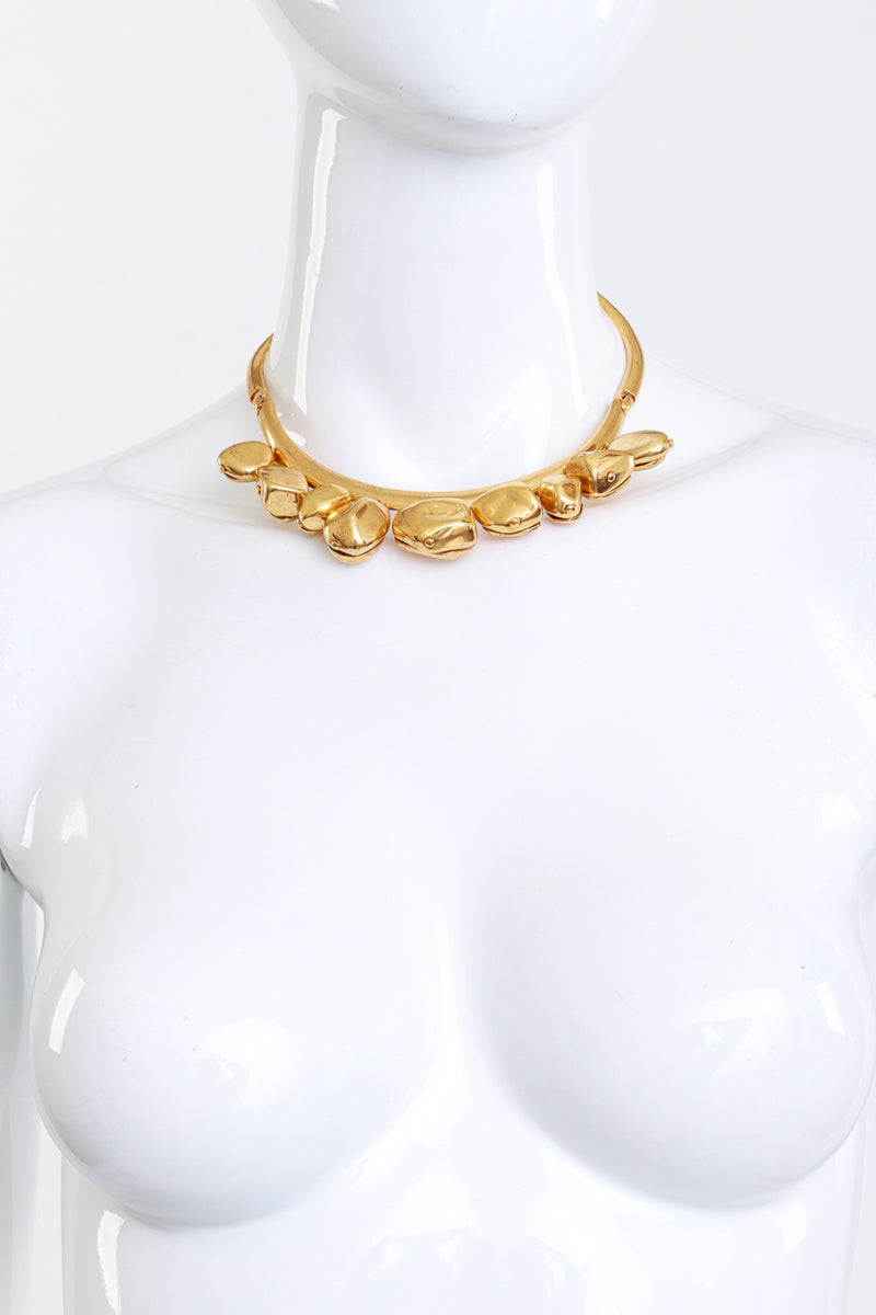 Vintage Oscar de la Renta Golden Nuggets Collar Necklace on mannequin @recess la