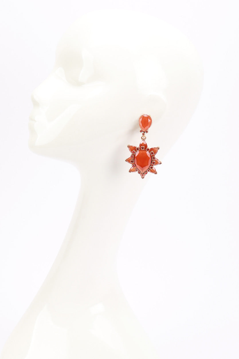 Vintage Oscar de la Renta Sunset Cabochon Crystal Drop Earrings on mannequin @recess la