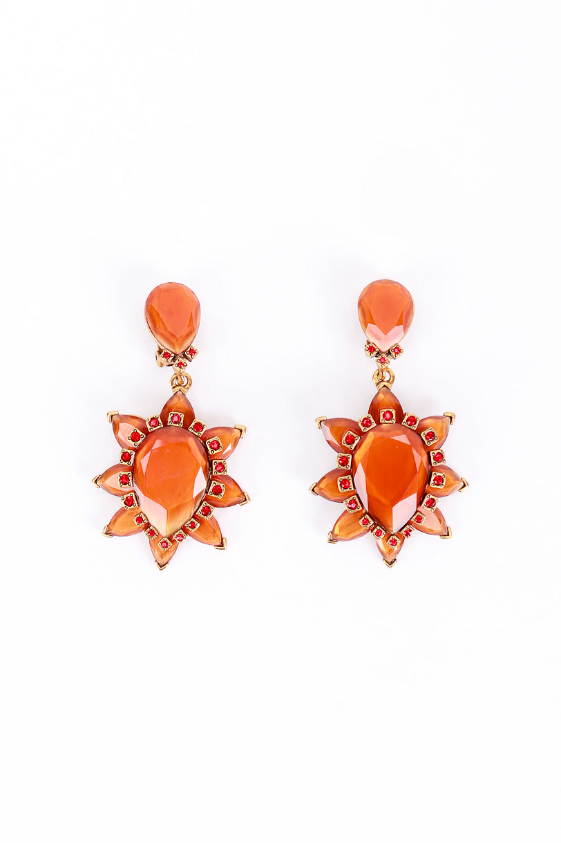 Vintage Oscar de la Renta Sunset Cabochon Crystal Drop Earrings front @recess la