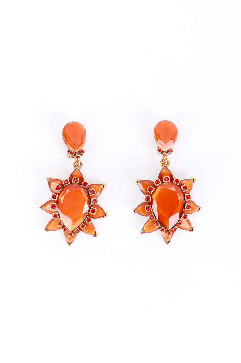 Vintage Oscar de la Renta Sunset Cabochon Crystal Drop Earrings front @recess la