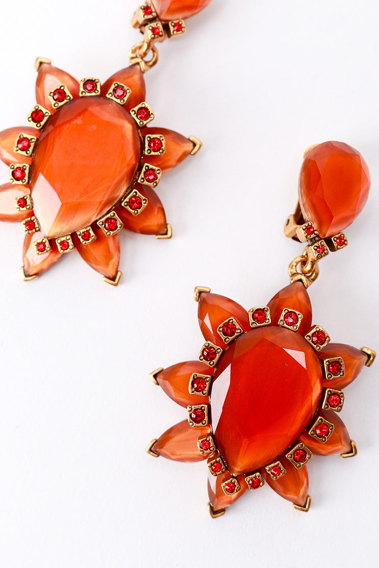 Vintage Oscar de la Renta Sunset Cabochon Crystal Drop Earrings detail @recess la