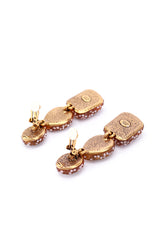 Vintage Oscar de la Renta 3-Tier Gem Drop Earrings clips  @RECESS LA