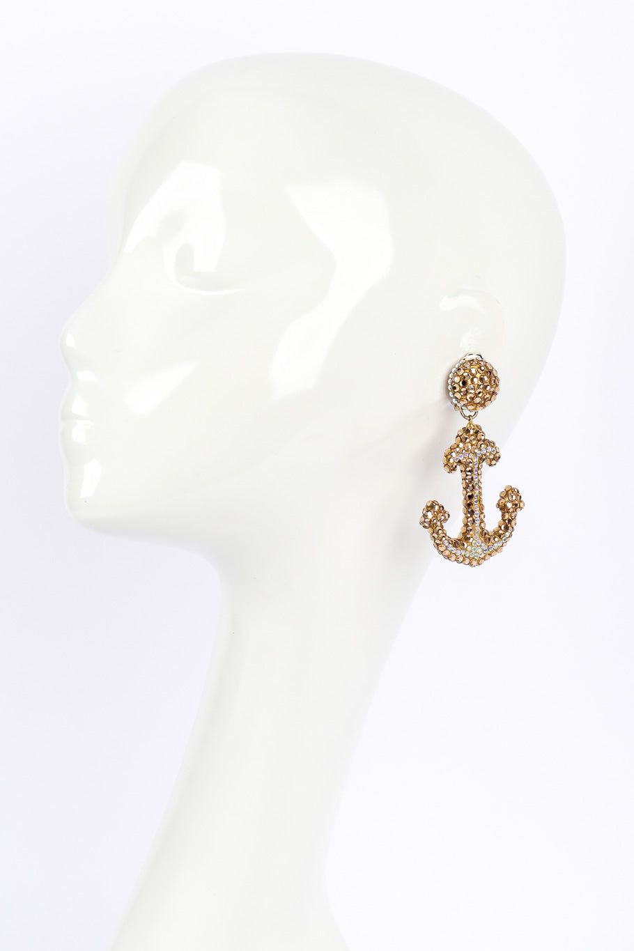 Vintage Richard Kerr Crystal Anchor Drop Earrings on mannequin @Recessla