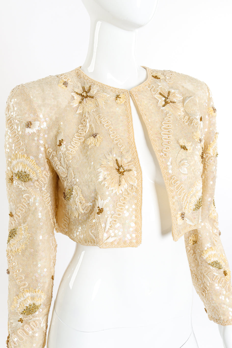 Vintage Richilene Beaded Bolero Jacket front on mannequin closeup @recessla