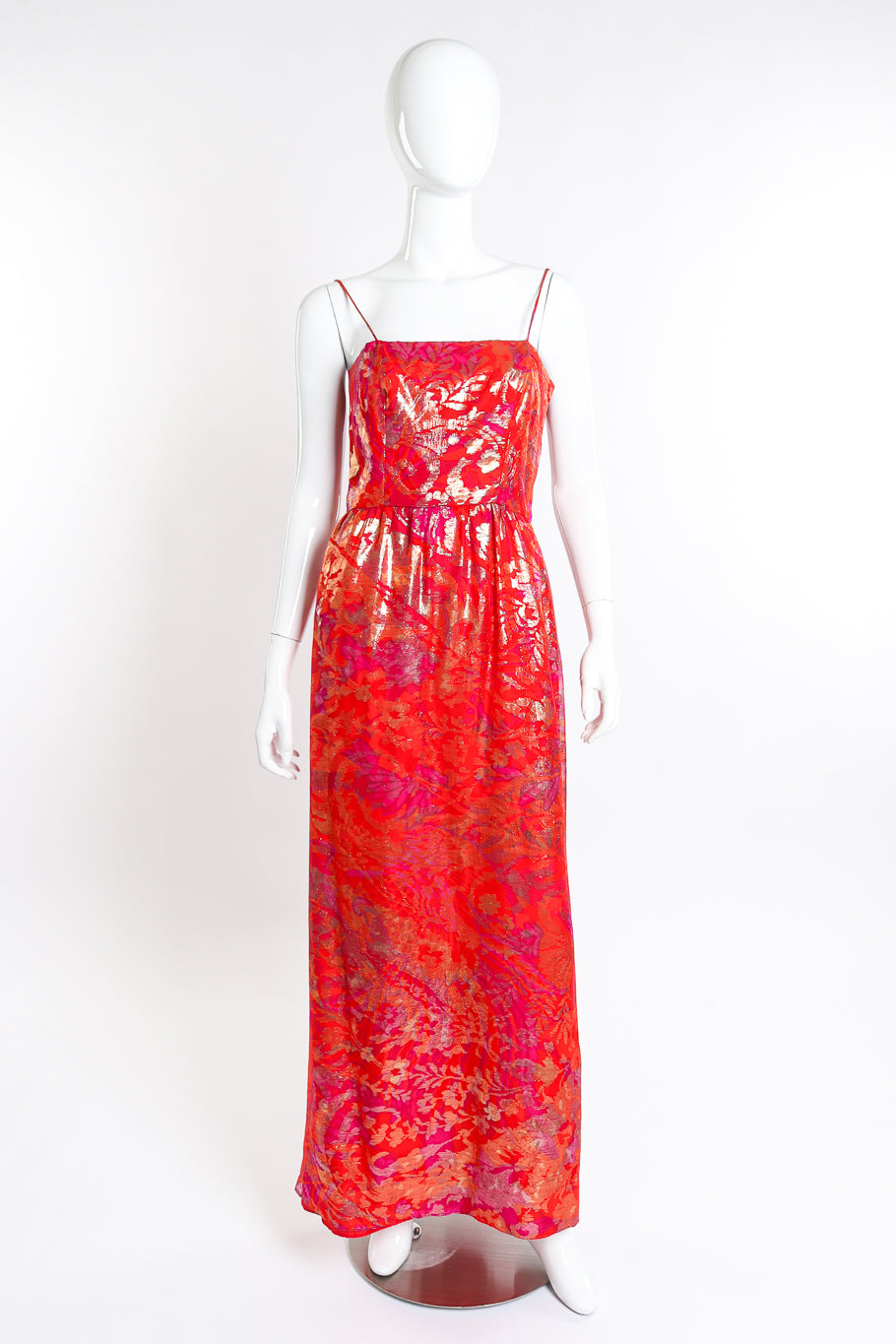 Vintage Richilene Metallic Floral Top and Dress Set dress front on mannequin @recessla