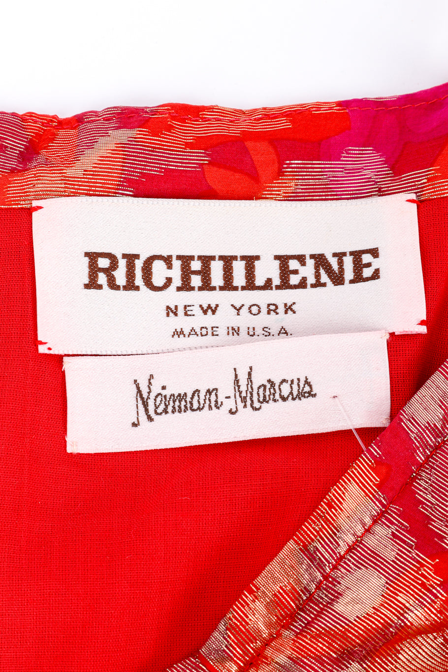Vintage Richilene Metallic Floral Top and Dress Set signature label closeup @recessla