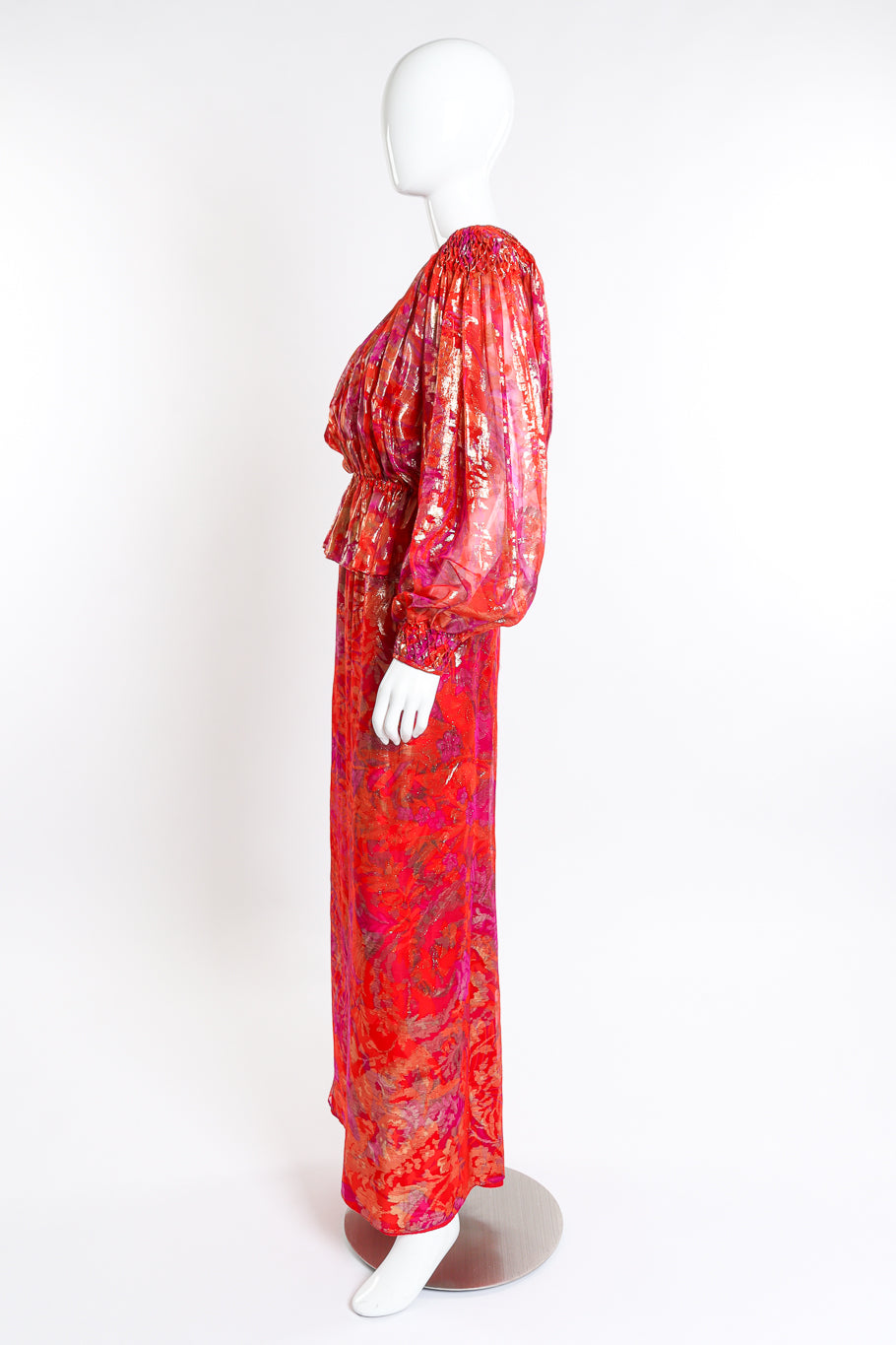 Vintage Richilene Metallic Floral Top and Dress Set side on mannequin @recessla