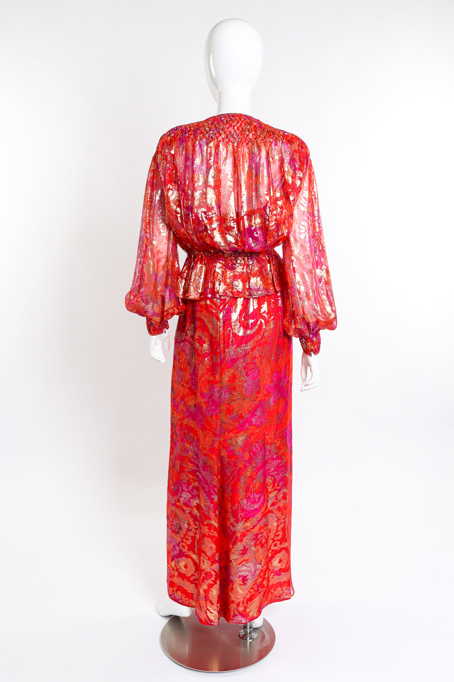 Vintage Richilene Metallic Floral Top and Dress Set back on mannequin @recessla