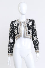 Vintage Richilene Beaded Floral Crop Jacket front on mannequin @recess la