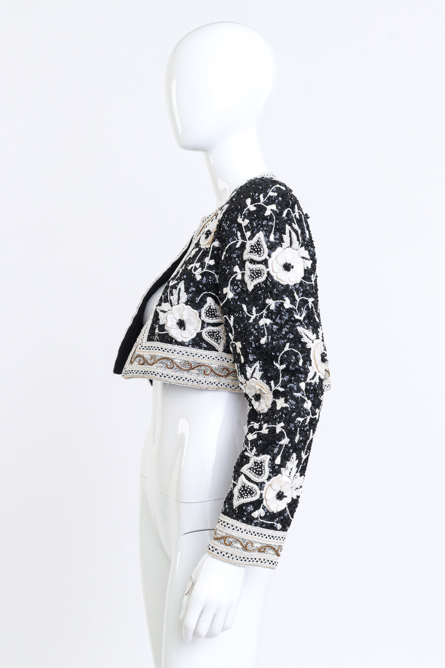 Vintage Richilene Beaded Floral Crop Jacket side on mannequin @recess la