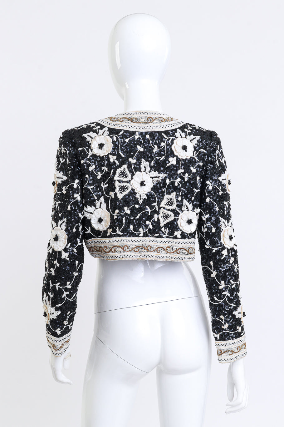 Vintage Richilene Beaded Floral Crop Jacket back on mannequin @recess la