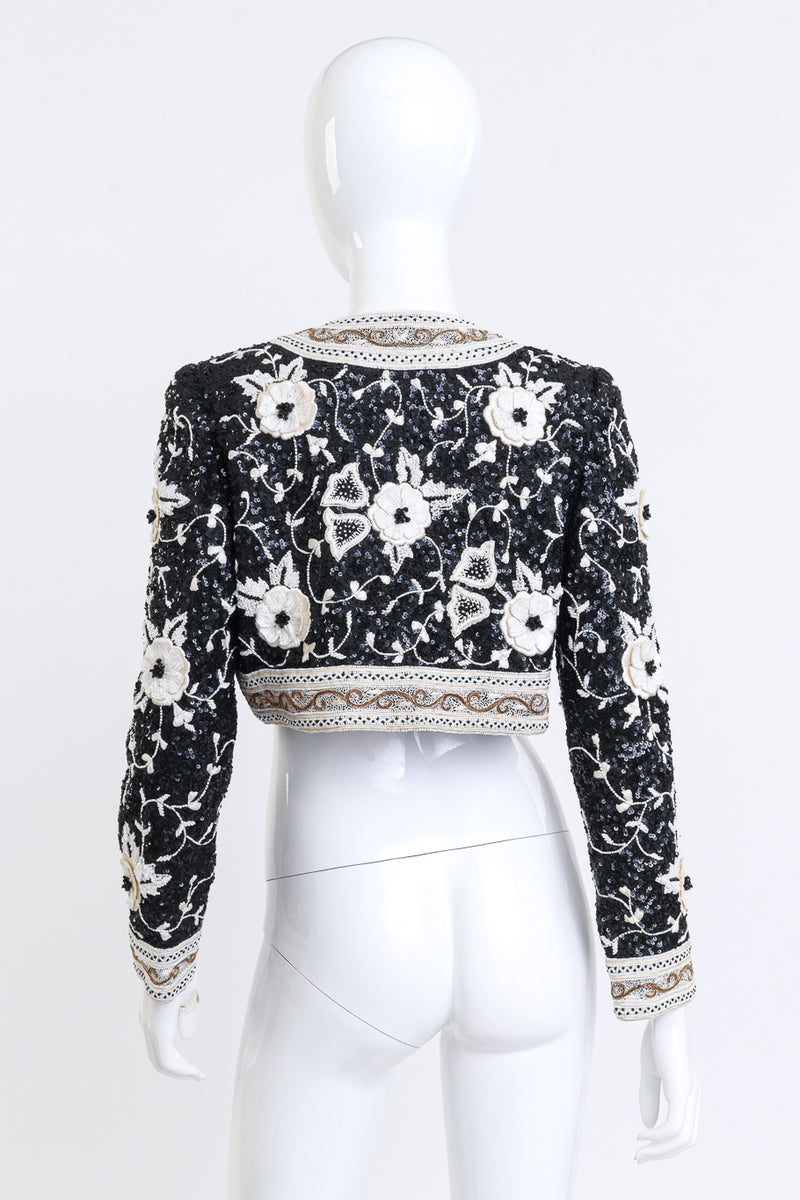 Vintage Richilene Beaded Floral Crop Jacket back on mannequin @recess la