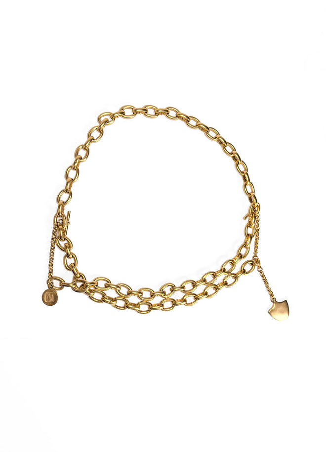 Vintage Robert Lee Morris Shield Charm Chain Belt front @recess la