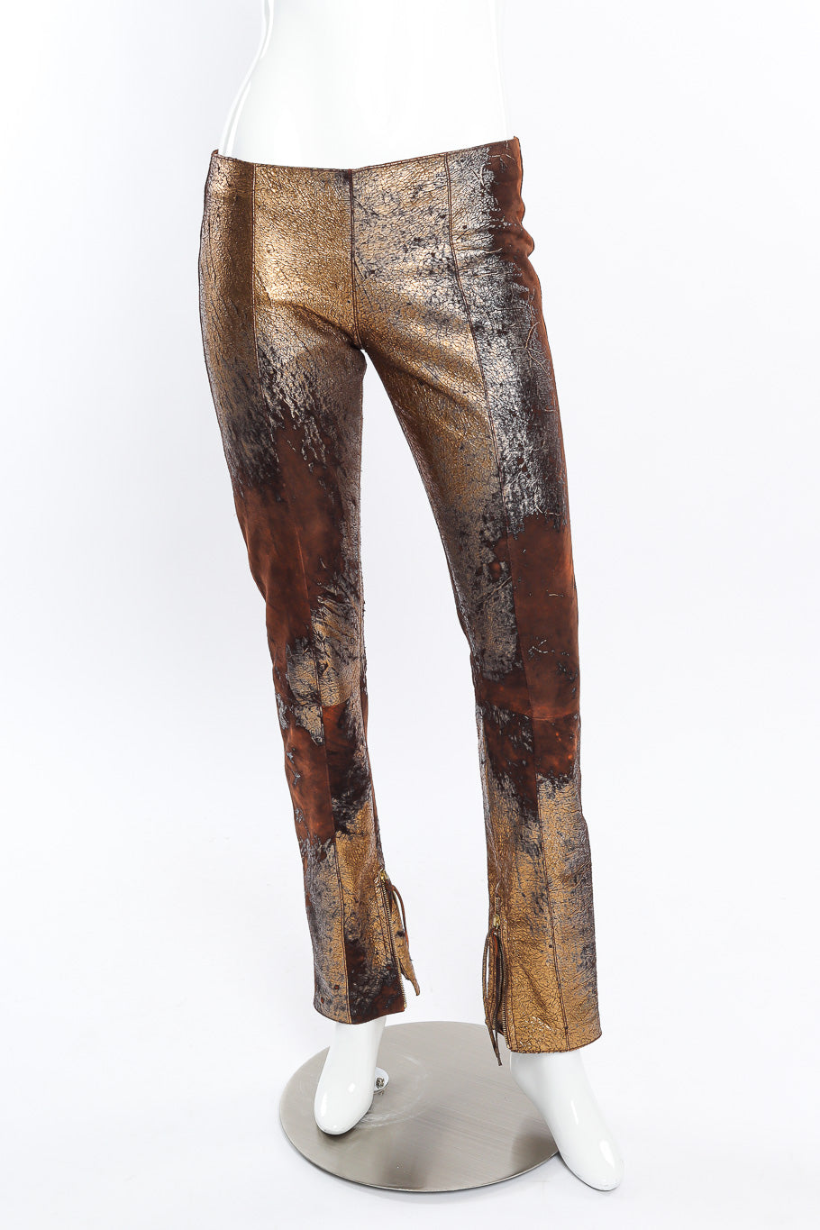 Leather pants by Roberto Cavalli on mannequin front @recessla