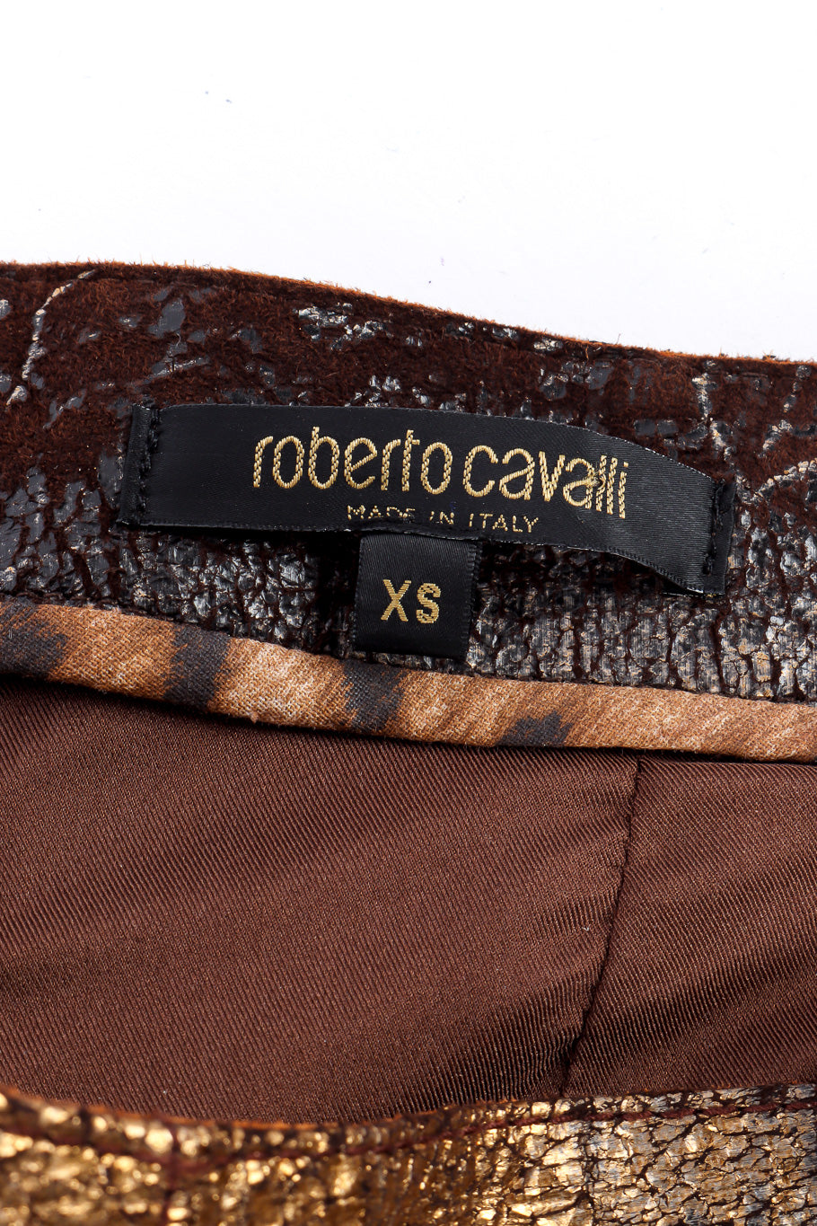 Leather pants by Roberto Cavalli flat lay label @recessla