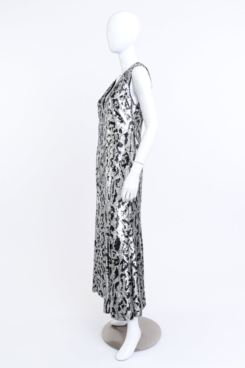 Roberto Cavalli 2016 Resort Collection Snow Leopard Sequin Gown on mannequin @RECESS LA