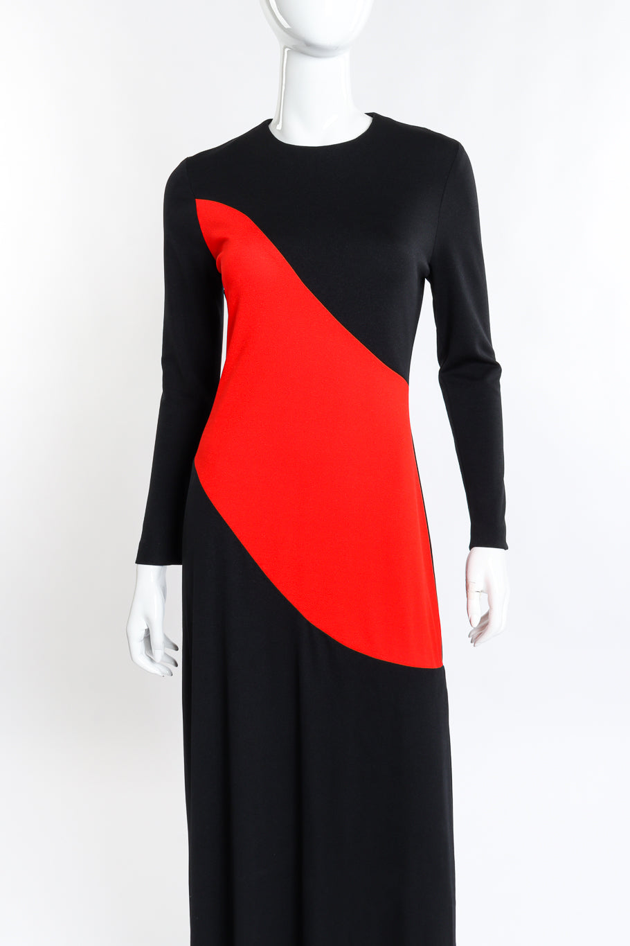 Vintage Rudy Gernreich Wavy Block Jersey Dress front on mannequin closeup @recess la