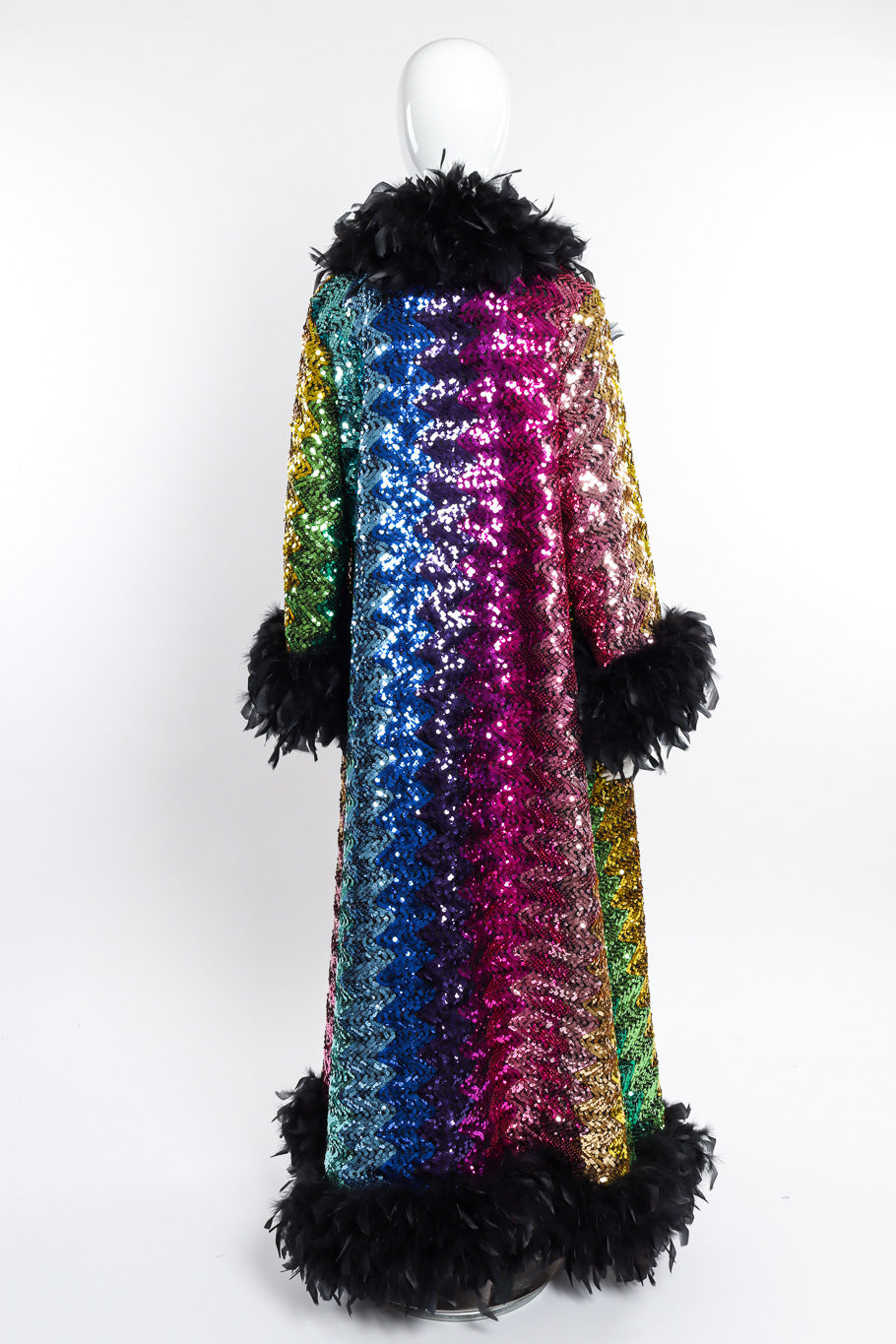 Rainbow Sequin Coat by Fredrick's of Hollywood on mannequin back @recessla