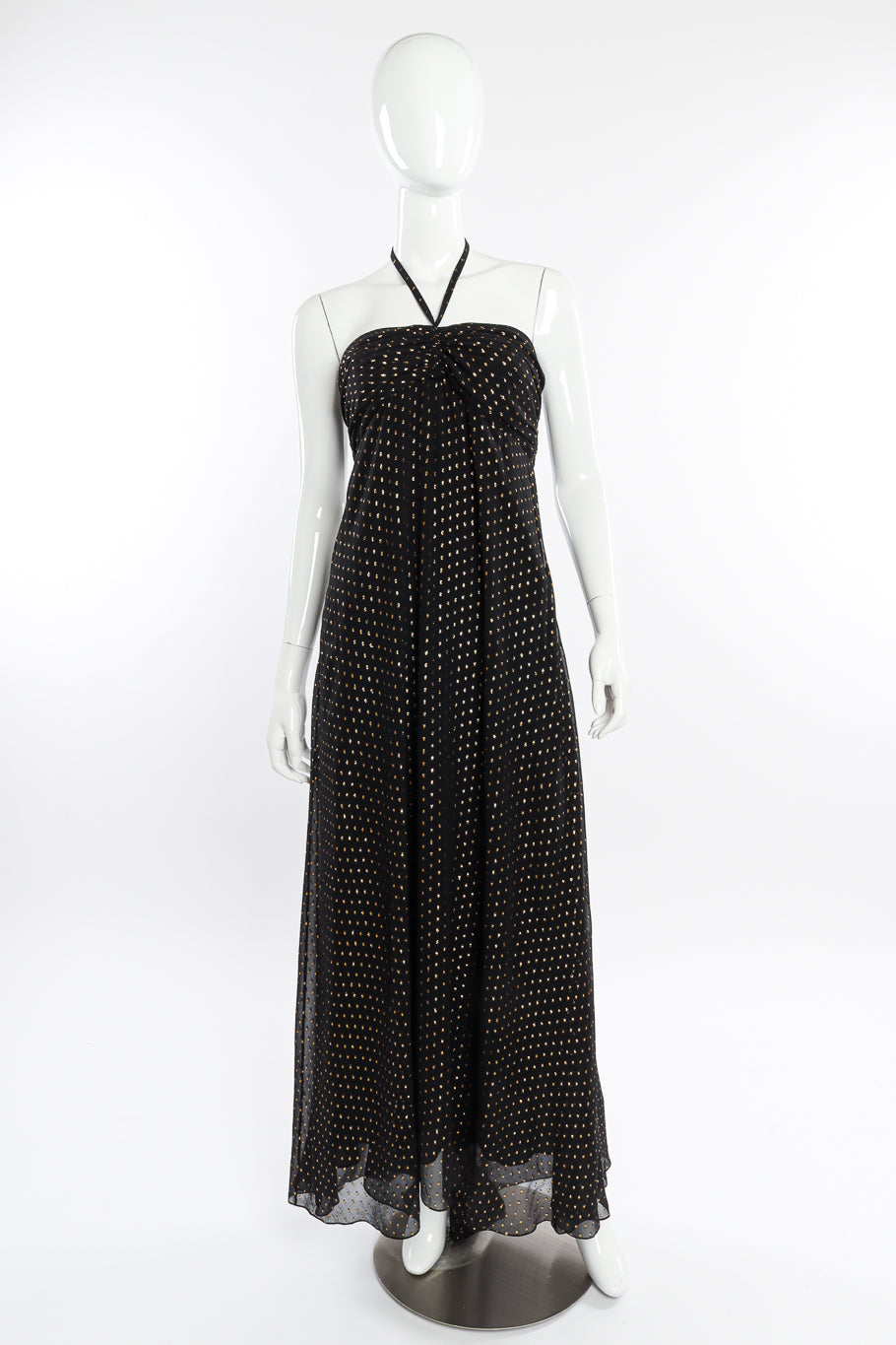 Vintage Ralph Lauren Silk Lamé Dot Halter Dress – Recess