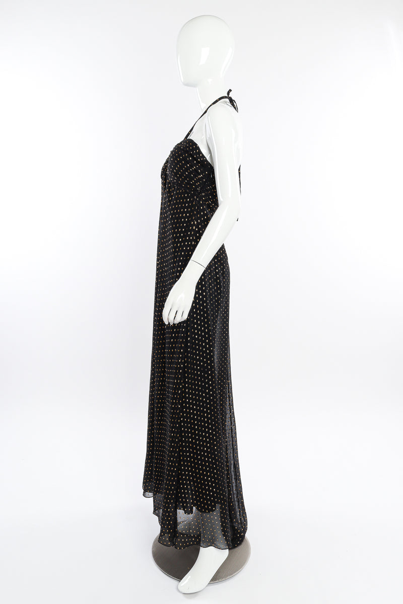 Silk Lamé Dot Halter Dress by Ralph Lauren on mannequin side @recessla