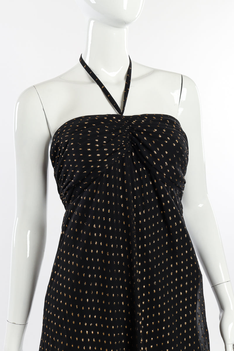 Silk Lamé Dot Halter Dress by Ralph Lauren on mannequin chest close @recessla