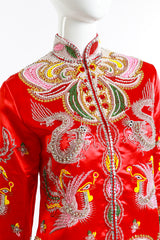 Vintage Dynasty Beaded Phoenix Dragon Jacket front on mannequin closeup @recess la