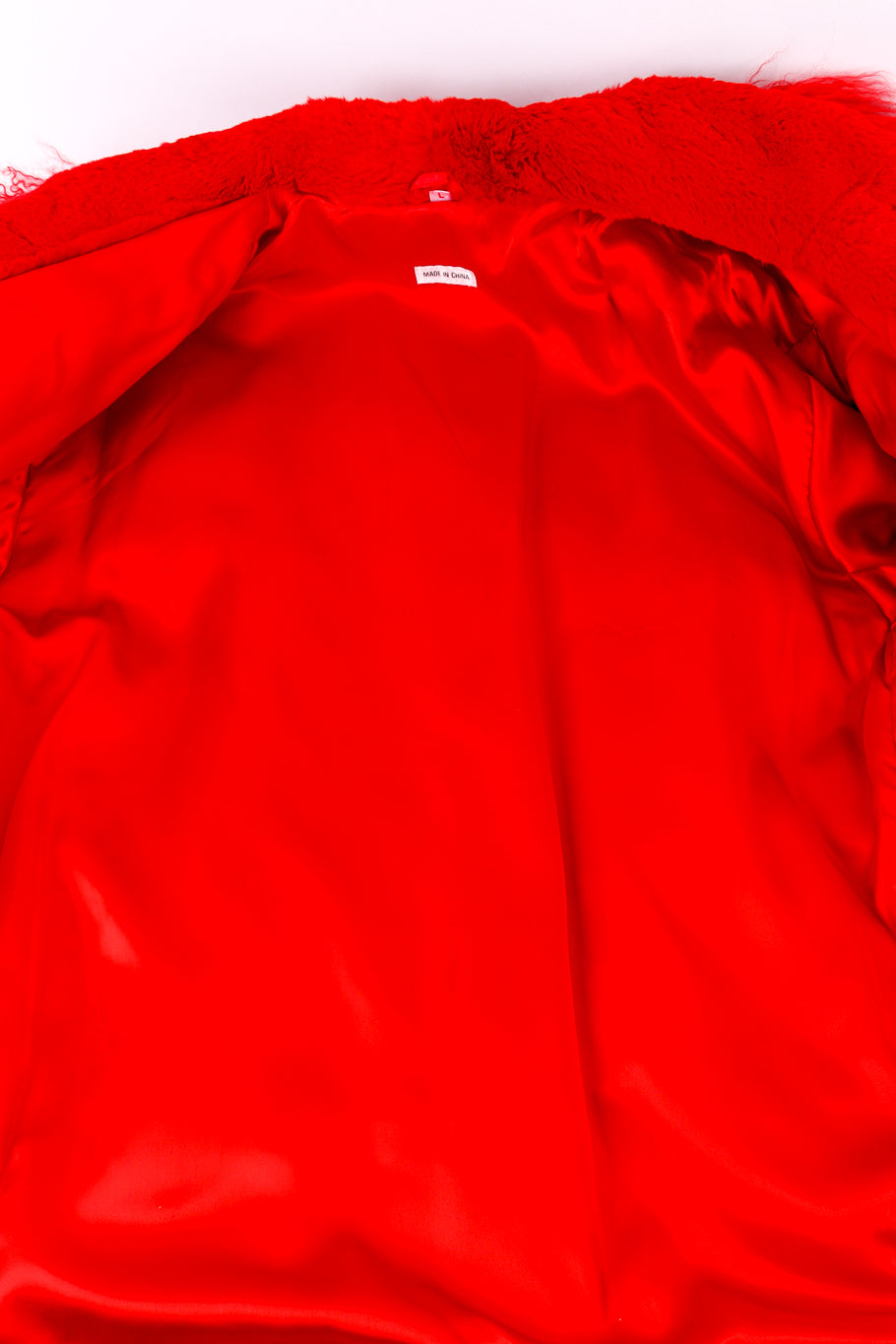 Vintage Red Mongolian Fur Jacket view of lining @recessla