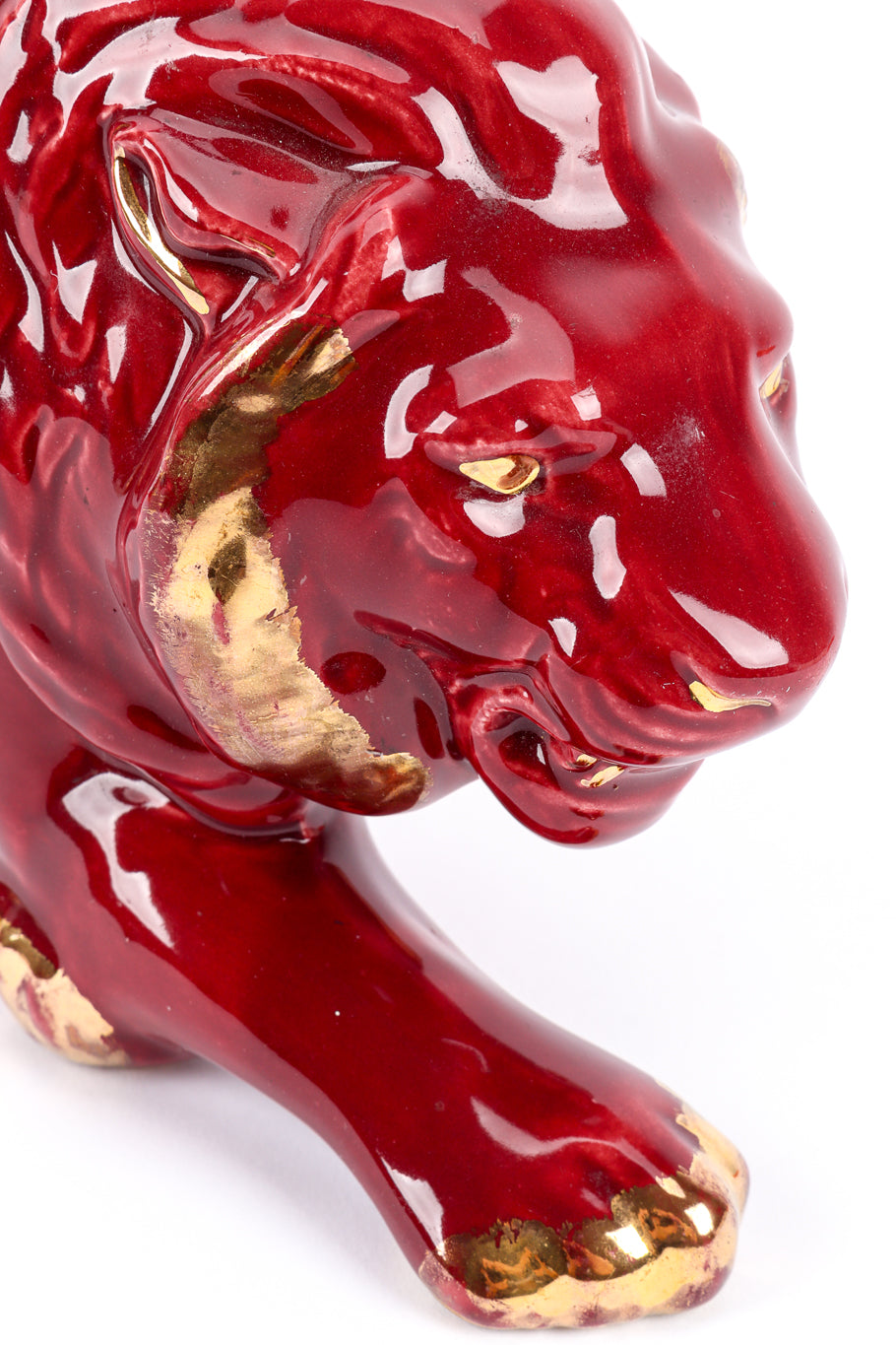 Vintage Gilded Ceramic Lion face close @recessla