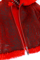 Crackle Shearling Jacket front zipper detail @recess la