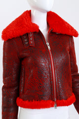 Crackle Shearling Jacket front on mannequin closeup @recess la