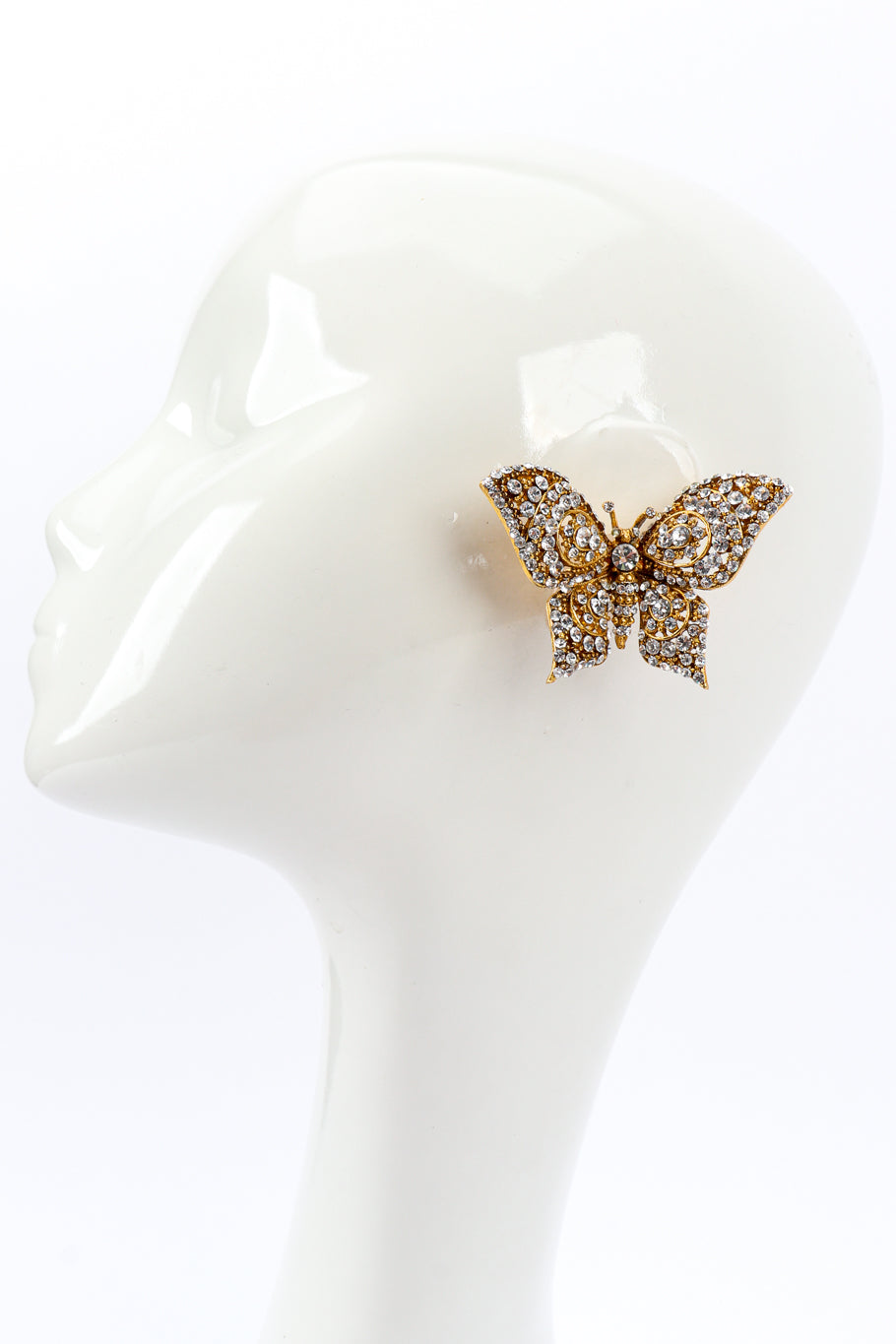 Vintage Crystal Butterly Earrings on mannequin @Recessla