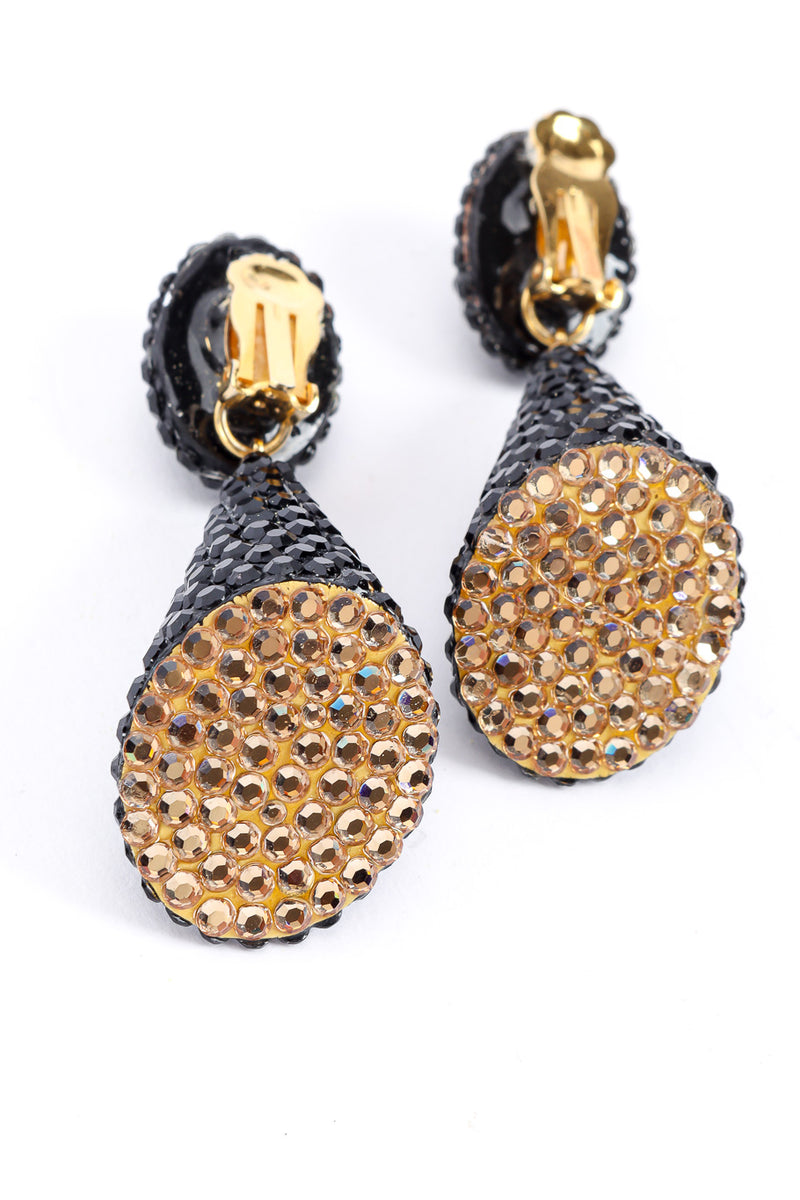 Vintage Richard Kerr Jet Black Crystal Cone Earrings bottom view @Recessla