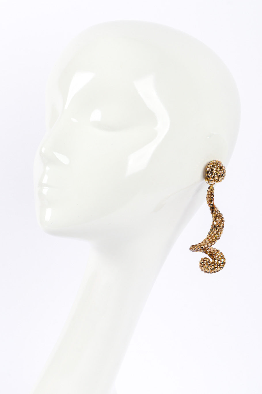 Vintage Richard Kerr Champagne Crystal Swirl Drop Earrings II on mannequin @recessla