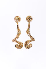 Vintage Richard Kerr Champagne Crystal Swirl Drop Earrings II front @recessla