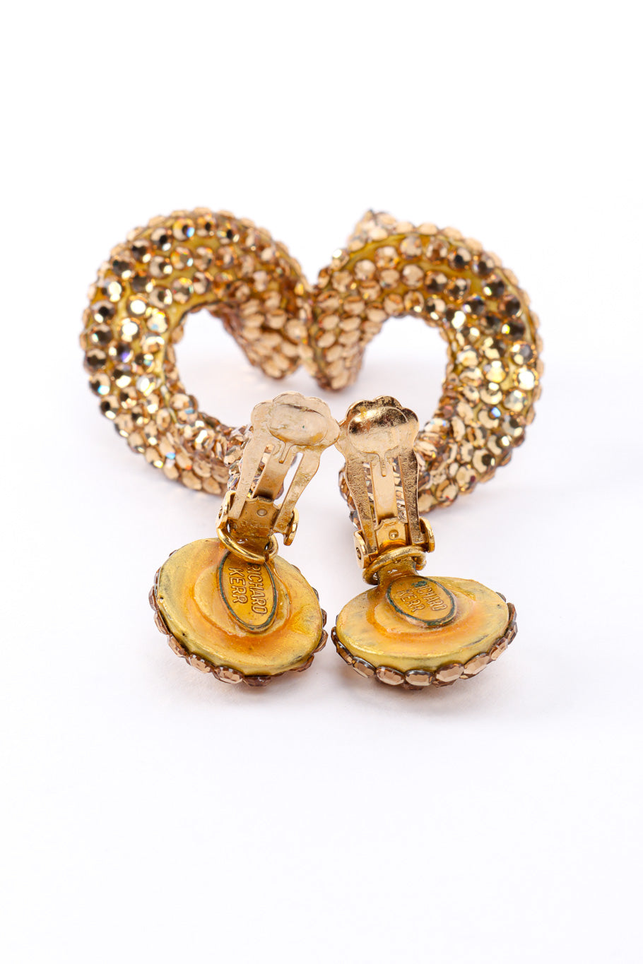 Vintage Richard Kerr Champagne Crystal Swirl Drop Earrings II clips unhinged @recessla
