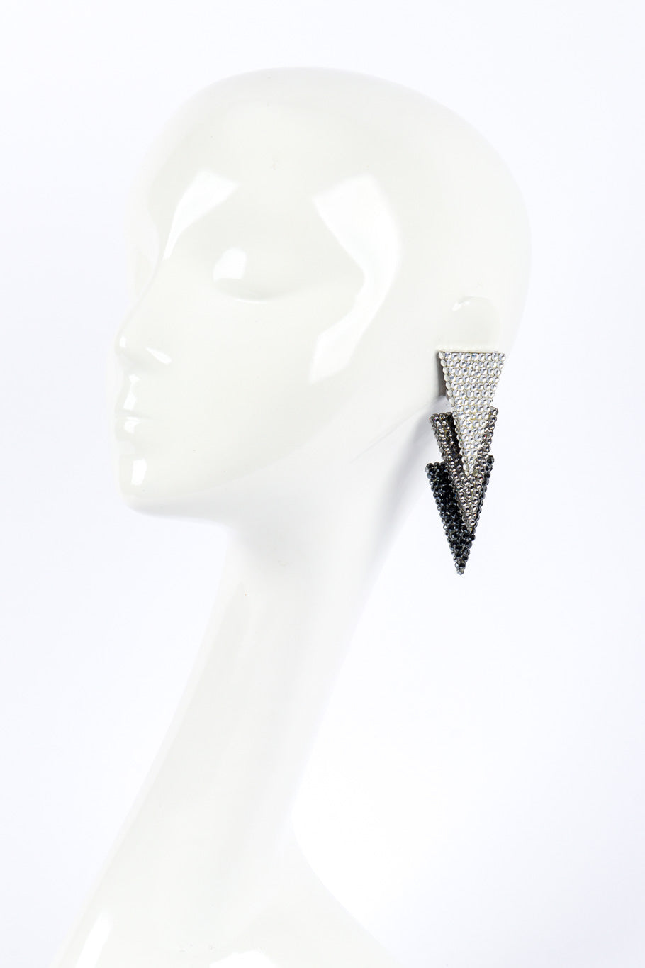 Vintage Richard Kerr Crystal Geo Drop Earrings on mannequin @recessla