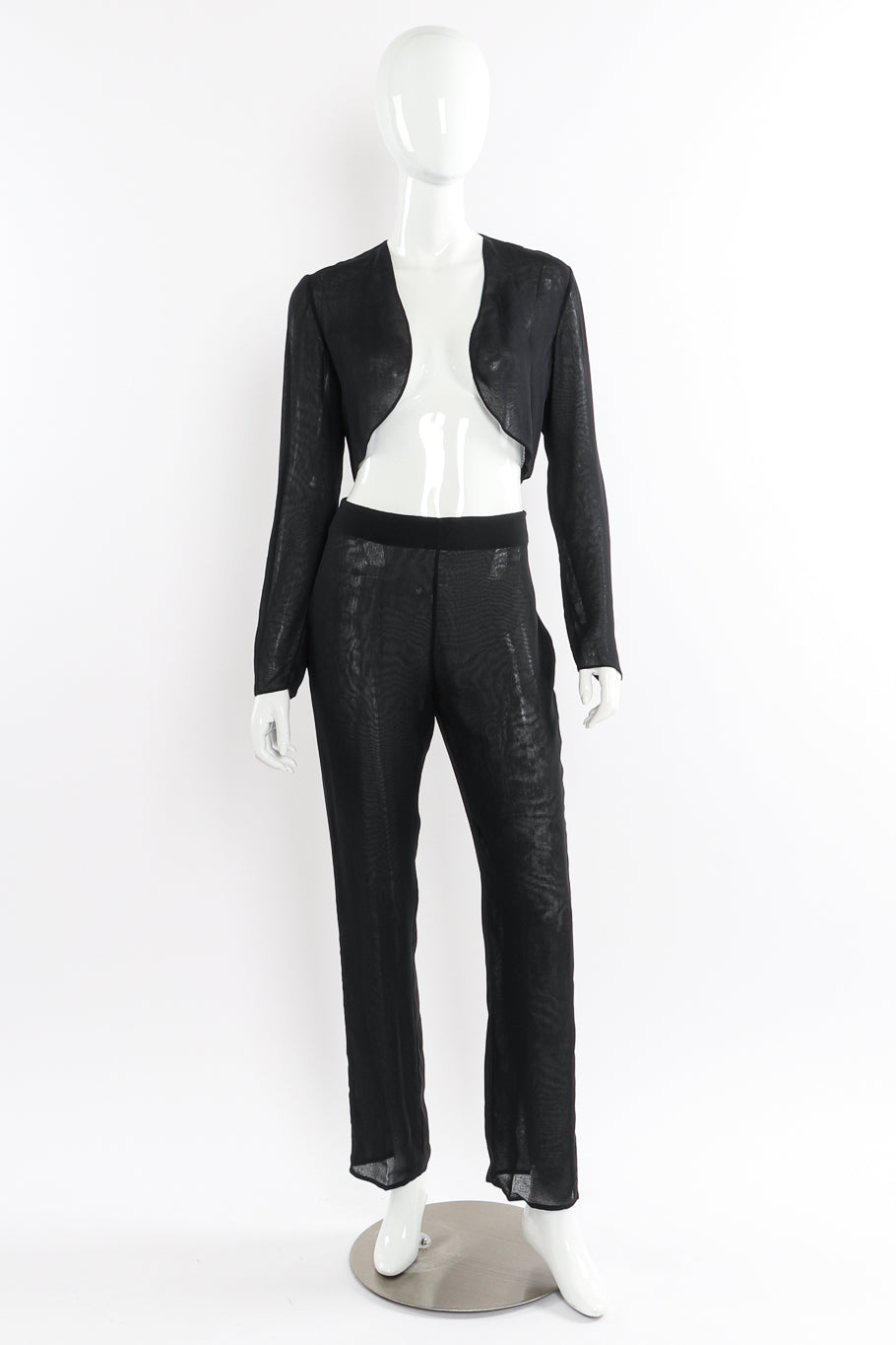 Vintage Richard Tyler Silk Bolero Top and Pants Set front view on mannequin @Recessla