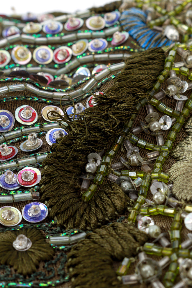 Vintage Richilene Embroidered Sequin & Bead Jacket loose thread closeup @recess la