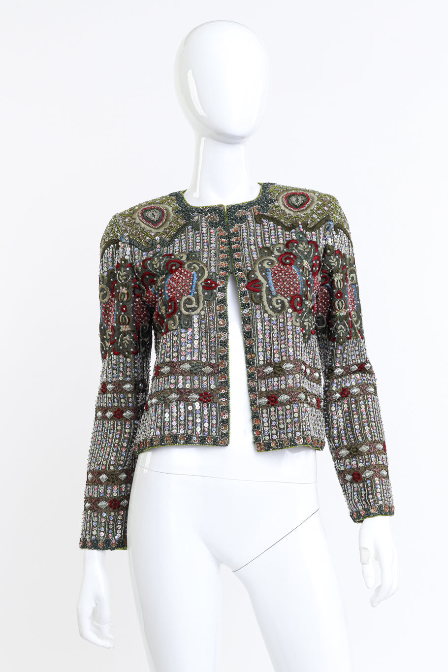 Vintage Richilene Embroidered Sequin & Bead Jacket front on mannequin @recess la