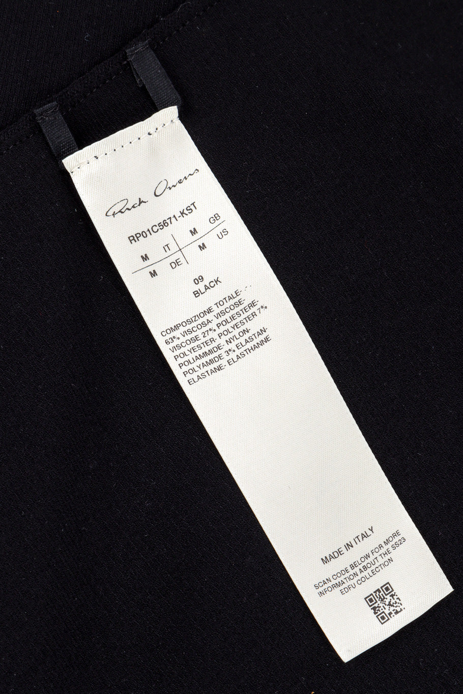 2023 S/S EDFU Sculptural Jacket by Rick Owens fabric tag @recessla