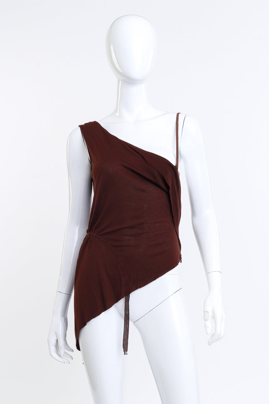 Asymmetrical draped top by Rick Owens on mannequin @recessla