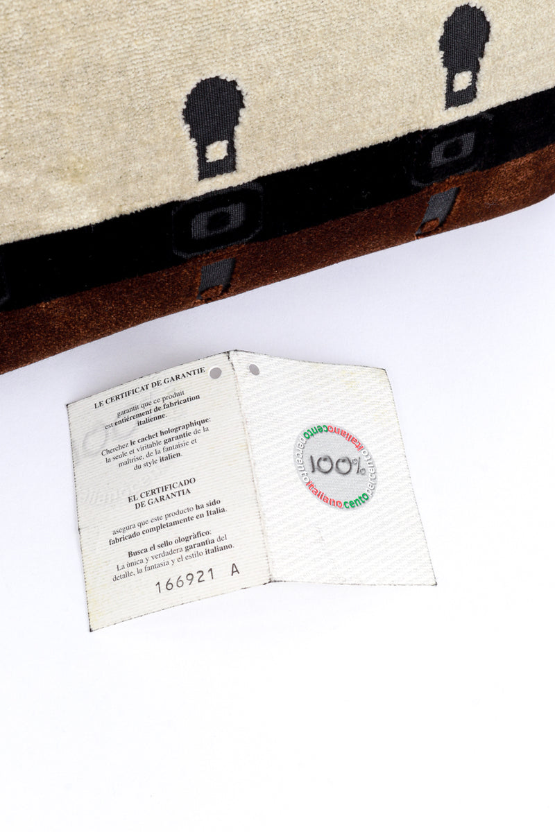 Velvet Frame Handbag by Roberta di Camerino authentication card @recess LA