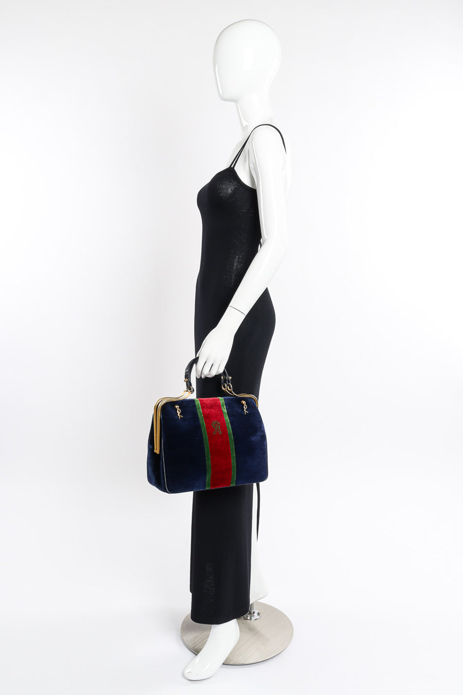 Vintage Roberta Di Camerino Velvet Caravel Stripe Frame Bag