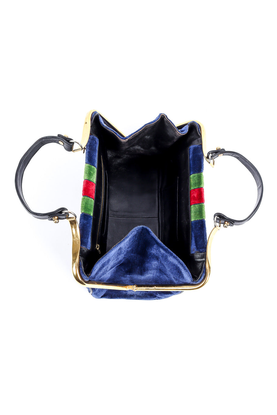 Roberta Di Camerino velvet stripe frame bag product shot of interior @recessla