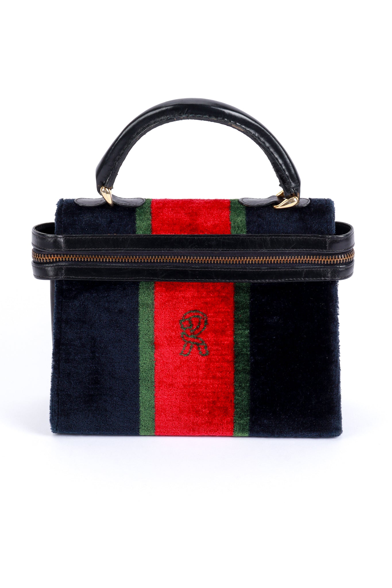 Vintage Roberta di Camerino Velvet Stripe Zip-Around Handbag front @recess la