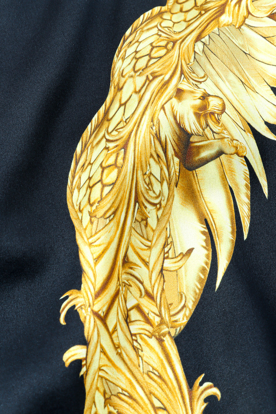 Roberto Cavalli Baroque Wings Graphic Silk Dress panther graphic closeup @Recessla
